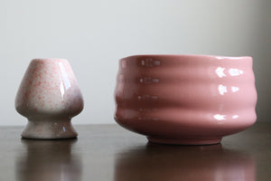 Handmade Matcha Bowl (Chawan) - Akari (明り) Blush Pink