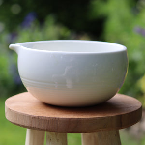 Handmade Matcha Pouring Bowl (Chawan) -  Kiyora 清ら katakuchi White